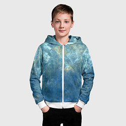 Толстовка на молнии детская Абстракция - gold in blue-turquoise color, цвет: 3D-белый — фото 2