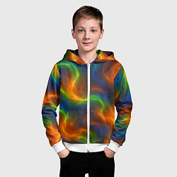 Толстовка на молнии детская Разноцветное пламя и дым, цвет: 3D-белый — фото 2