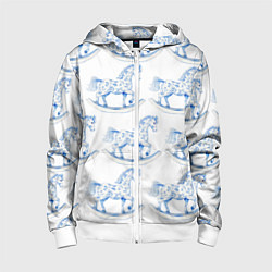 Детская толстовка на молнии Лошадка качалка гжель