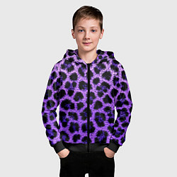 Толстовка на молнии детская Леопардовый фиолетовый, цвет: 3D-черный — фото 2
