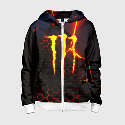 Толстовка на молнии детская Monster energy броня краски, цвет: 3D-белый