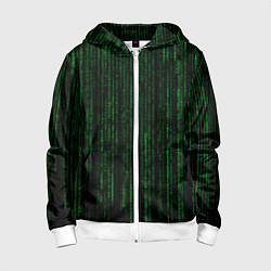 Толстовка на молнии детская Матрица - код, цвет: 3D-белый