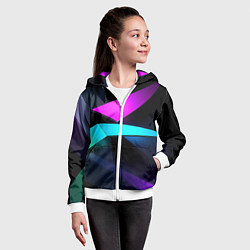Толстовка на молнии детская Neon colored geometric, цвет: 3D-белый — фото 2
