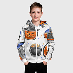 Толстовка на молнии детская Дух хэллоуина, цвет: 3D-белый — фото 2