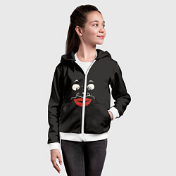 Толстовка на молнии детская Black face, цвет: 3D-белый — фото 2