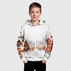 Толстовка на молнии детская Новогодняя улица, цвет: 3D-белый — фото 2