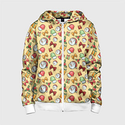 Детская толстовка на молнии Новогодний паттерн