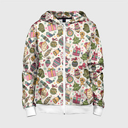 Детская толстовка на молнии Новогодний паттерн