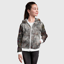 Толстовка на молнии детская Абстракция - gray stone, цвет: 3D-белый — фото 2