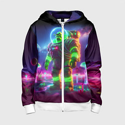 Толстовка на молнии детская Космонавт Шрук в неоновом скафандре на загадочной, цвет: 3D-белый