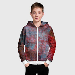 Толстовка на молнии детская Абстракция - red rust on blue, цвет: 3D-белый — фото 2