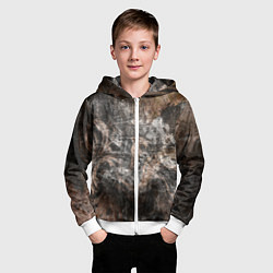 Толстовка на молнии детская Абстракция - brown darkness, цвет: 3D-белый — фото 2