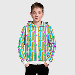 Толстовка на молнии детская Полосатый с сердечками ретро в горошек, цвет: 3D-белый — фото 2