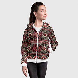 Толстовка на молнии детская Этнический славянский орнамент, цвет: 3D-белый — фото 2