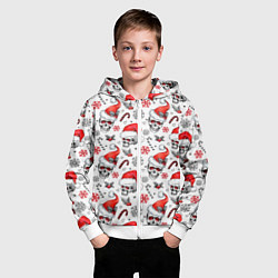 Толстовка на молнии детская Новогодние черепа, цвет: 3D-белый — фото 2