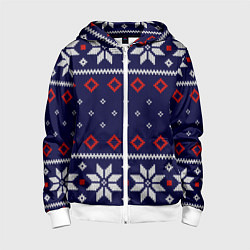 Детская толстовка на молнии Вязаный новогодний узор