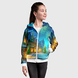 Толстовка на молнии детская Праздничный новогодний салют, цвет: 3D-белый — фото 2