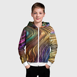 Толстовка на молнии детская Сморщенные складочки жидкости, цвет: 3D-белый — фото 2