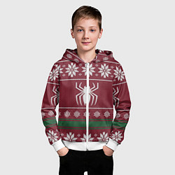 Толстовка на молнии детская Рождественский свитер Человека паука, цвет: 3D-белый — фото 2
