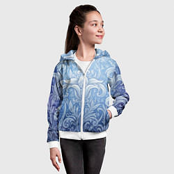 Толстовка на молнии детская Ледяной цветочный орнамент, цвет: 3D-белый — фото 2