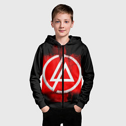 Толстовка на молнии детская Linkin Park: Red style, цвет: 3D-черный — фото 2