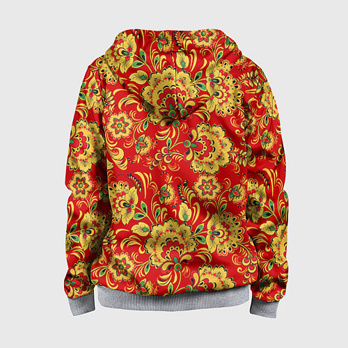 Детская толстовка на молнии Хохлома / 3D-Меланж – фото 2