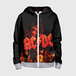 Толстовка на молнии детская AC/DC Flame, цвет: 3D-меланж