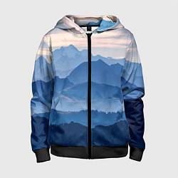 Толстовка на молнии детская Горы, цвет: 3D-черный