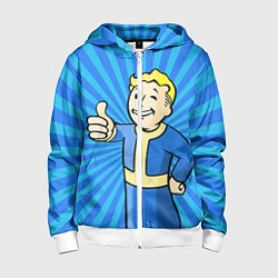 Толстовка на молнии детская Fallout Blue, цвет: 3D-белый