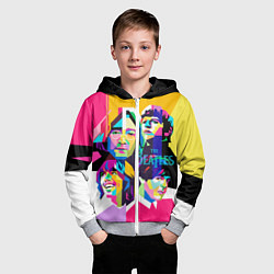 Толстовка на молнии детская The Beatles: Poly-art, цвет: 3D-меланж — фото 2