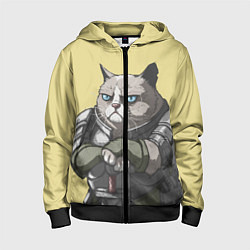 Толстовка на молнии детская Кот, цвет: 3D-черный