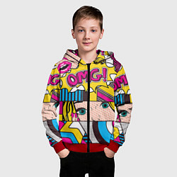 Толстовка на молнии детская POP ART, цвет: 3D-красный — фото 2