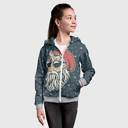 Толстовка на молнии детская Санта хипстер, цвет: 3D-меланж — фото 2