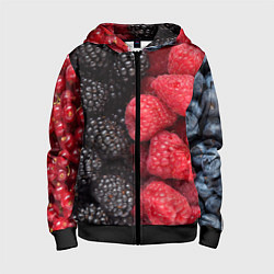 Толстовка на молнии детская Ягодная, цвет: 3D-черный