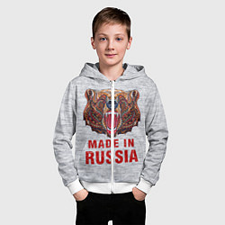 Толстовка на молнии детская Bear: Made in Russia, цвет: 3D-белый — фото 2