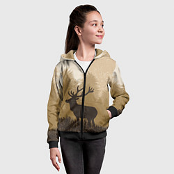 Толстовка на молнии детская Олень на охоте, цвет: 3D-черный — фото 2