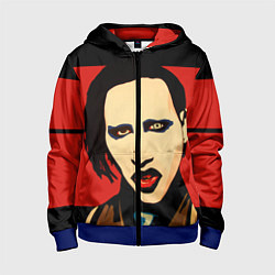 Толстовка на молнии детская Mаrilyn Manson, цвет: 3D-синий