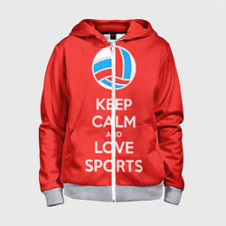 Толстовка на молнии детская Keep Calm & Love Volleyball, цвет: 3D-меланж