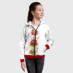 Толстовка на молнии детская Хохлома: цветы, цвет: 3D-красный — фото 2