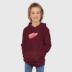 Толстовка детская хлопковая Detroit Red Wings, цвет: меланж-бордовый — фото 2