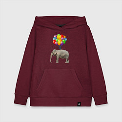 Толстовка детская хлопковая Воздушный слоник, цвет: меланж-бордовый