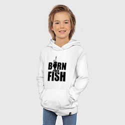Толстовка детская хлопковая Born to fish, цвет: белый — фото 2