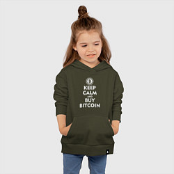 Толстовка детская хлопковая Keep Calm & Buy Bitcoin, цвет: хаки — фото 2