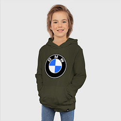 Толстовка детская хлопковая Logo BMW, цвет: хаки — фото 2