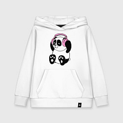 Толстовка детская хлопковая Panda in headphones панда в наушниках, цвет: белый
