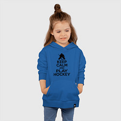 Толстовка детская хлопковая Keep Calm & Play Hockey, цвет: синий — фото 2