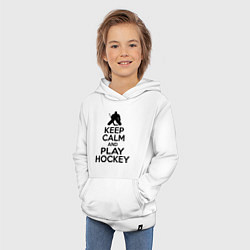 Толстовка детская хлопковая Keep Calm & Play Hockey, цвет: белый — фото 2