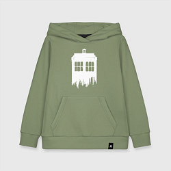 Толстовка детская хлопковая Тардис white - Доктор Кто, цвет: авокадо