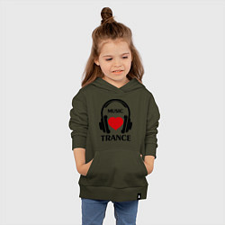 Толстовка детская хлопковая Trance Music is Love, цвет: хаки — фото 2