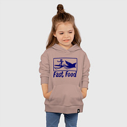 Толстовка детская хлопковая Shark fast food, цвет: пыльно-розовый — фото 2